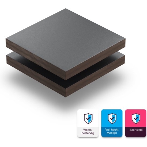 HPL plaat 6 mm dik - 70 x 70 cm - Structuur Antraciet