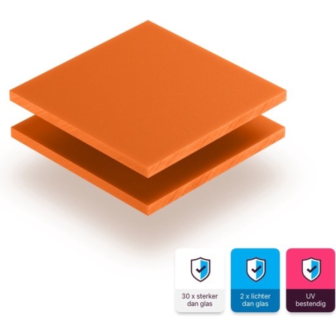 Plexiglas plaat 8 mm dik - 90 x 90 cm - Letterplaat Oranje