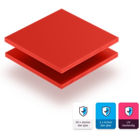 Plexiglas plaat 8 mm dik - 190 x 100 cm - Letterplaat Verkeersrood