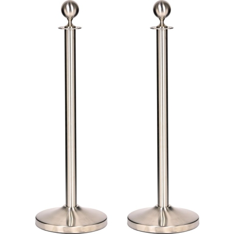 Afzetpaal - Set van 2 - Noblesse - RVS geborsteld zilver