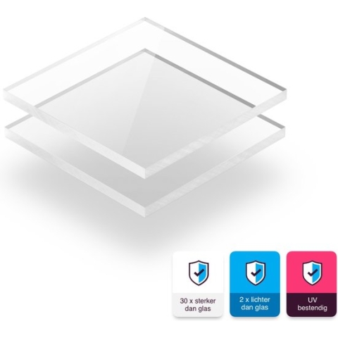 Plexiglas GS plaat 12 mm dik - 100 x 100 cm - Helder