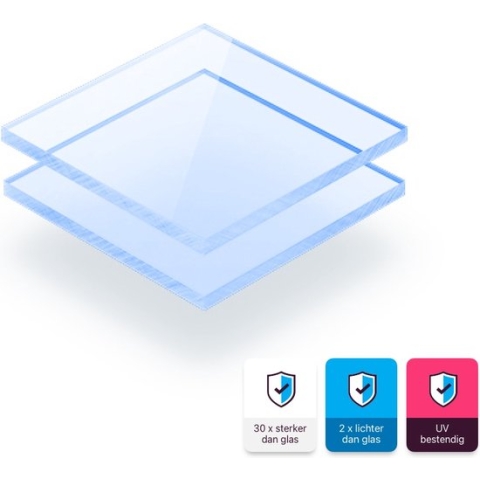 Plexiglas plaat 3 mm dik - 160 x 80 cm - Fluor Blauw