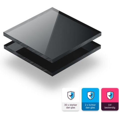 Plexiglas plaat 3 mm dik - 100 x 50 cm - Spiegel Antraciet
