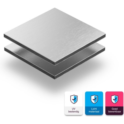 Alupanel plaat 3 mm dik - 110 x 100 cm - Geborsteld Aluminium