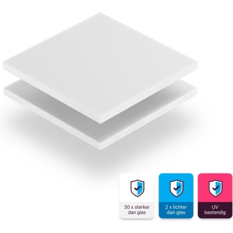 Plexiglas plaat 8 mm dik - 90 x 70 cm - Letterplaat Wit