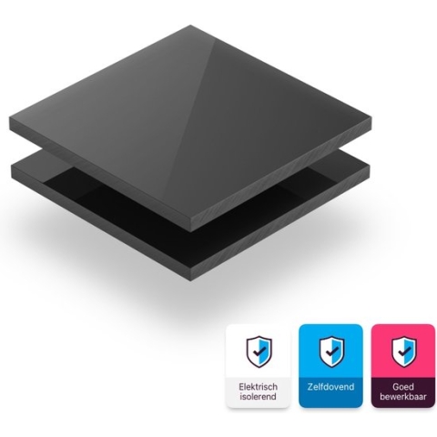 Hard PVC plaat 20 mm dik - 140 x 80 cm - Donkergrijs