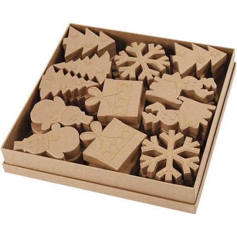 Wintervormen - Home deco - Papier-Maché - diverse kleuren - 0,1-0,14cm - Creotime - 36 Stuks