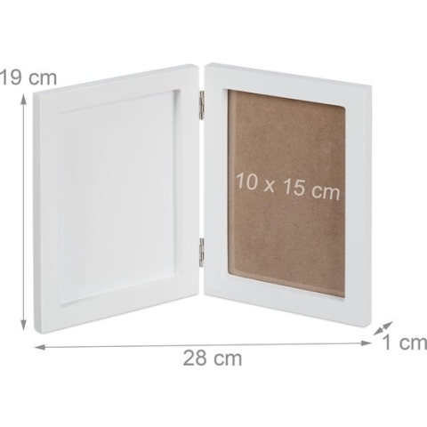 Babyfotolijst met gipsafdruk, set voor handafdruk of voetafdruk, DIY babyafdruk met lijst, wit, hout, 1 stuk