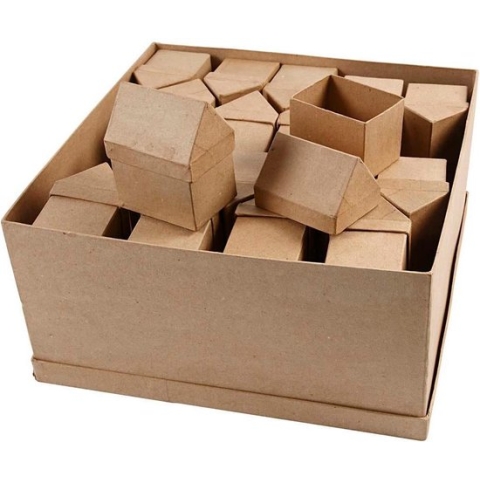 Huizen, H: 10,5 cm, afm 6x8,5 cm, 40 stuk/ 1 doos