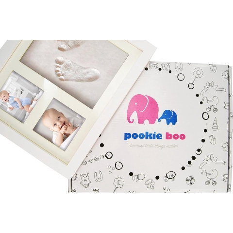 Premium babyhand- en voetafdrukset om zelf te maken, met echt houten fotolijst, acrylglas en plaathouder voor 2 babyfoto's, perfect cadeau-idee voor peuters, moeders en vaders