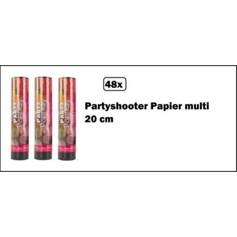 48x Party shooter papier multi 20 cm- PAPIER - shooter confetti carnaval thema feest festival apres ski party
