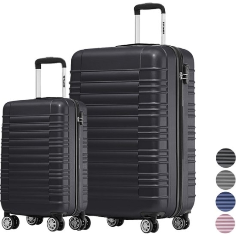 TRVLMORE Kofferset - 2 Delig - 38L (handbagage) + 110L - Zwart