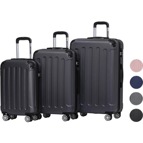 TRVLMORE Kofferset - 3 Delig - 38L (handbagage) + 70L + 110L - Zwart
