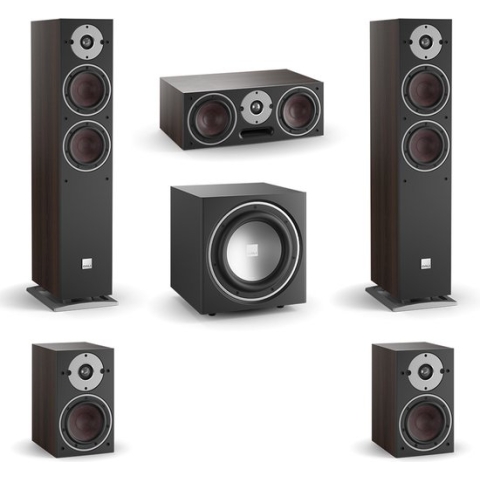 DALI Oberon 5 - Oberon 1 - Oberon Vokal - Dali Sub E9-F (Zwart) - 5.1 Surround Bundel - Walnoot