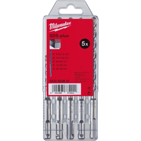 Milwaukee Set SDS-plus hamerboren - 2-kanten snijdend / cassettes SDS-Plus M2 Set GB - 5 stuks - 4932352834