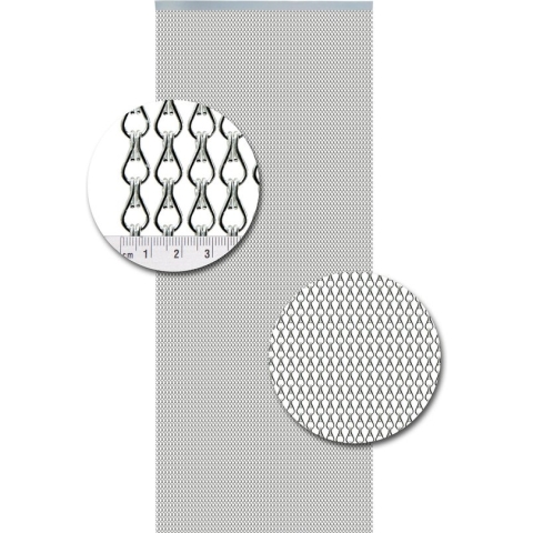 Vliegengordijn aluminium ketting zilver mat , 100x 240 cm