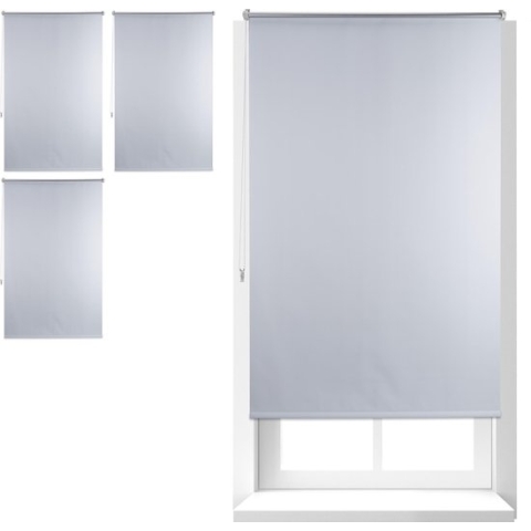 Relaxdays 4x thermo rolgordijn wit - isolerend - zonder boren - verduisterend - 100x160