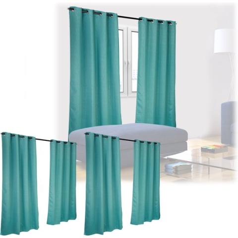Relaxdays 6 x verduisterende gordijnen - groen - overgordijn - slaapkamergordijn 245x135