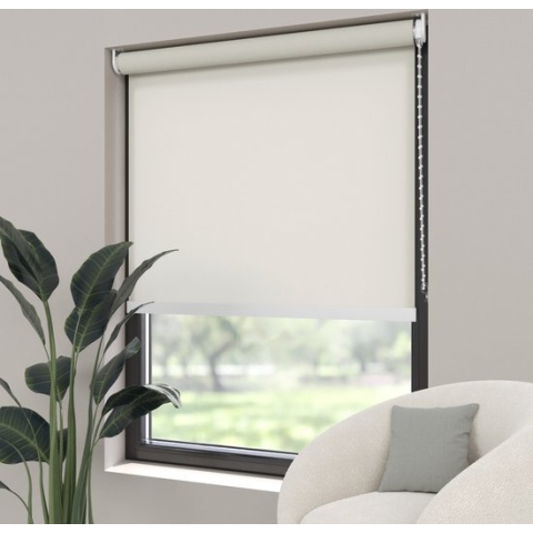 Dutchblinds Rolgordijn - lichtdoorlatend - Parel Wit - 195x190cm - Raamdecoratie op maat