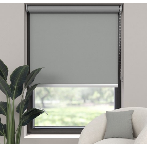 Dutchblinds Rolgordijn - verduisterend - Grijs - 170x190cm - Raamdecoratie op maat