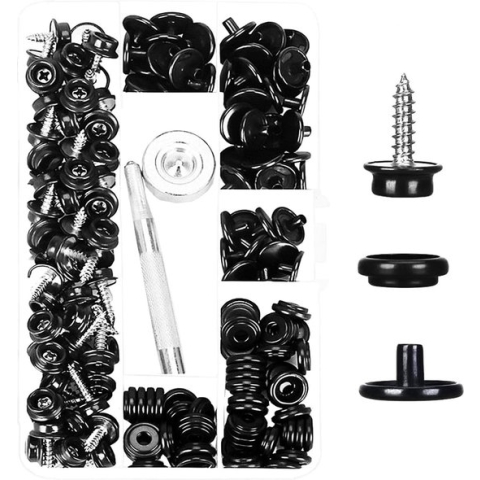 153PCS Drukknopen Schroef Drukknopen Canvas Drukknopen Metalen drukknopen Koperen drukknopen Lederen drukknopen Kleding Drukknopen Bevestigingsgereedschap met
