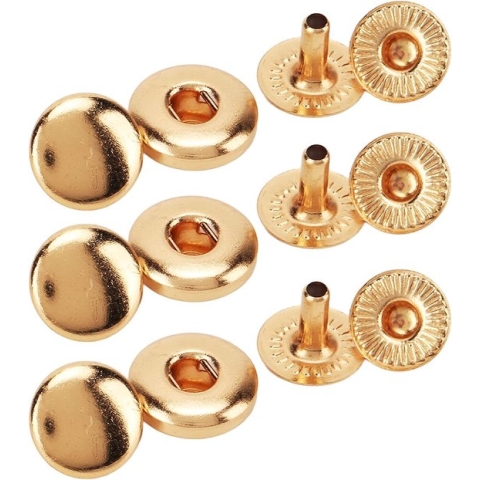 Kit met Leren Drukknopen, Set van 200 8 Mm Metalen Drukknopen Drukknopen Leren Drukknopen voor Kleding Armbanden Jassen Tassen Jeans Draagt(Goud)