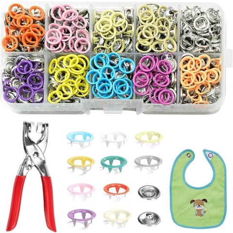 Snap Tang-set 200 Stuks Holle Massieve Knopen Metalen Drukknop Met Bevestigingsmiddel Metalen Knopen Met Tang Gereedschap Kleding Snaps Knoop Voor Het Naaien Van Kledingstukken, Diy Crafting