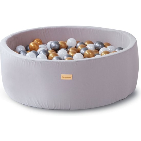 Ballenbak Baby Speelgoed 1 jaar -  Safari Jungle - Kidsdouche 100% KATOEN ballenbad ballen 200 stuks Ø 7 cm - goud, zilver, parel