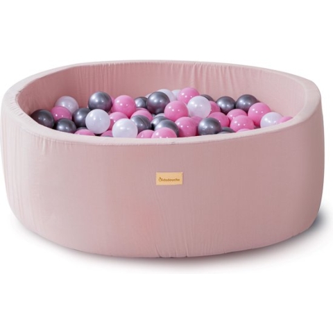 Ballenbak baby speelgoed 1 jaar roze - Kidsdouche 100% KATOEN ballenbad ballen 200 stuks Ø 7 cm - roze, zilver, parel