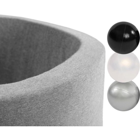 Misioo Ballenbak Rond 90x30 | Licht Grijs incl. 150 ballen: Silver/Pearl/Black