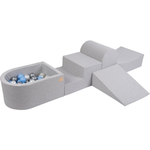 Misioo Foam Speelset met ballenbak |  Grijs | incl 100 Ballen: grijs en blauw | Speelset met ballenbak
