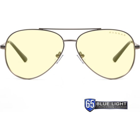 GUNNAR Gaming- en Computerbril - Maverick, Gunmetal Frame, Amber Tint - Blauw Licht Bril, Beeldschermbril, Blue Light Glasses, Leesbril, UV Filter
