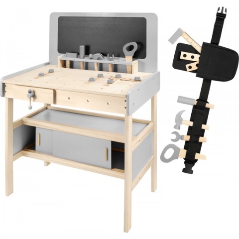 Werkbank Kinderen Mamabrum XXL - voor Jongens & Meisjes - Houten werktafel met gereedschap en gereedschapsriem klussen - Werkbanken Kindergereedschap Kinderwerkbank kinder klus - Speelgoedwerkbank werkgerief