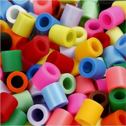 Strijkkralen, afm 10x10 mm, gatgrootte 5,5 mm, JUMBO, extra kleuren, 3200 div/ 1 doos