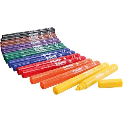 PRIMO Textielstiften, diverse kleuren, 12x8 stuk/ 1 doos