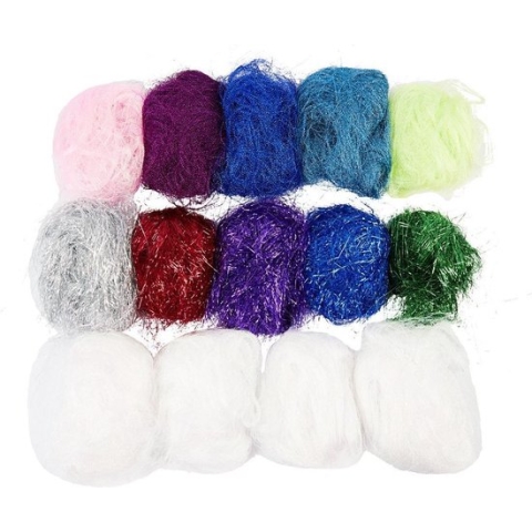 Plastic fibers, 500 gr, diverse kleuren