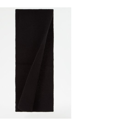 In Gold We Trust Ribgebreide sjaal in wolblend 135 x 25 cm- Zwart