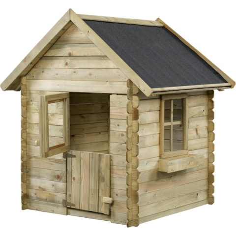 Houten Speelhuisje Davey (SwingKing) met raam en bloembak | Kinderhuisje voor Buiten in de Tuin | Voor kinderen vanaf 3 jaar | FSC Hout