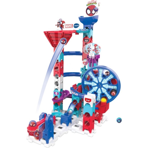 VTech Marble Rush Spidey Super challenge SP300E - Speelgoed Knikkerbaan - 65 Onderdelen - Met Licht- en Geluidseffecten - Inclusief 6 Knikkers - Vanaf 4 Jaar