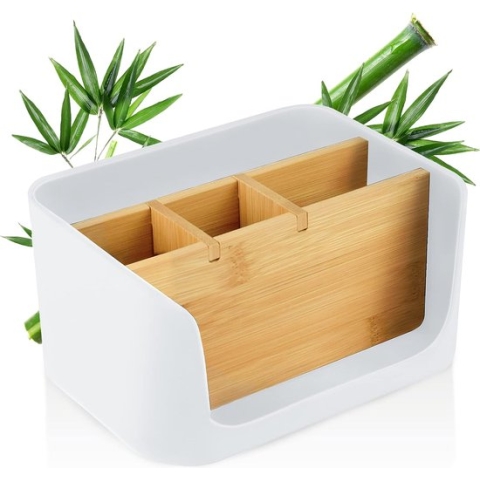 Eco bureau-organizer, tafel-, kantoor-, cosmetica-organizer, mobiele telefoon & tablethouder, pennenhouder, bureau, brievenbakje, servethouder, thuiskantooropslag (klein, wit)