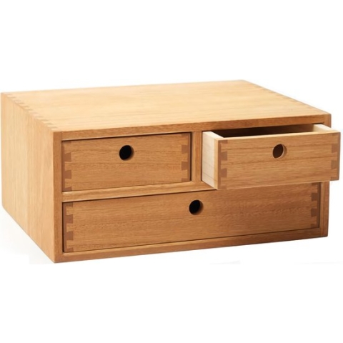Bureau-organizer van hout, kantoorbenodigdheden, opbergkast, sieradenorganizer met 3 laden, naturel