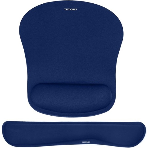 Muismat met handsteun, gelkussen, muismat en ergonomisch toetsenbord van traagschuim, polssteun, waterdichte muismat voor computer en laptop, blauw