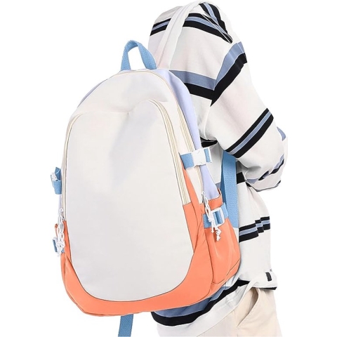 Schoolrugzak, dames, lichte, casual rugzakken, schooltas, 14 inch waterdichte laptoprugzak, studentenreisportactiviteitstas voor jongens en meisjes bij het winkelen, O-lichtblauw