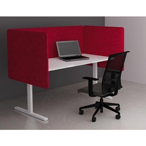 Akoestisch bureauscherm Lucia breed 140CM hoog 53CM kleur lucia Groen PO14 kleur beugel Zwart (RAL9005)