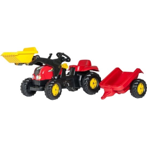 Rolly Toys Rollykid Rood - Traptractor Met Aanhanger en Frontlader