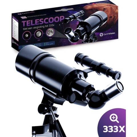 EarthVision Telescoop Classico - Sterrenkijker voor volwassenen en kinderen - 333x Vergroting - Astronomie - Nachtkijker - Sterrenkunde - Waterproof - Zwart
