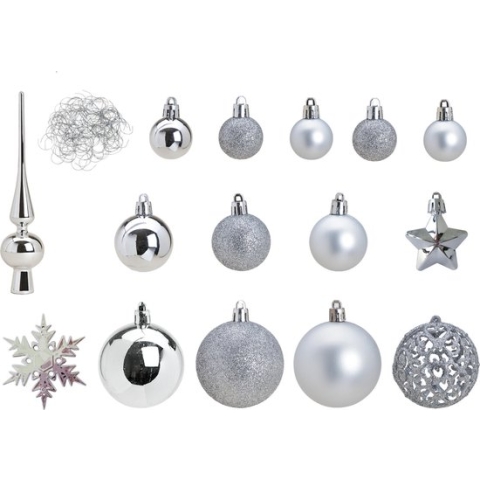 Kerstballen - 110 stuks - zilver - inclusief piek