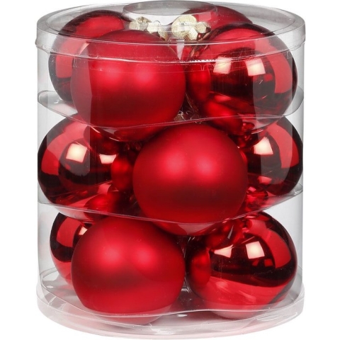 36x stuks glazen kerstballen rood 8 cm glans en mat - Kerstboomversiering/kerstversiering