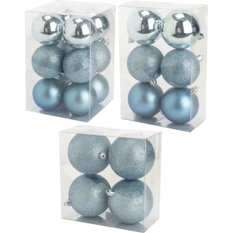 Kerstversiering set kerstballen in het ijsblauw 6 - 8 - 10 cm pakket - 40x stuks - mat/glans/glitter mix