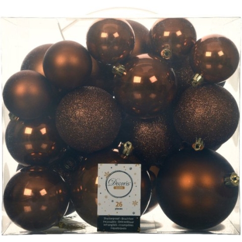 52x stuks kunststof kerstballen kaneel bruin 6-8-10 cm - Onbreekbare plastic kerstballen